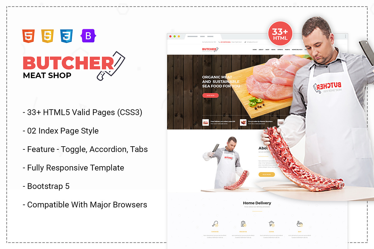Butcher - Meat Shop eCommerce HTML, a Bootstrap Template by Webstrot Technology