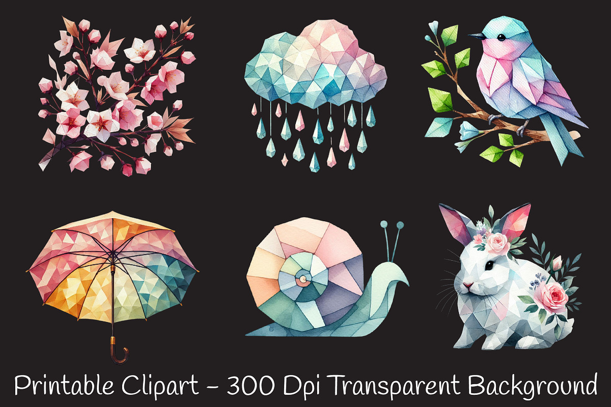Mega Geometric Pastel Spring Clipart, an Illustration by RobertsArt (Photo 7 of 7)