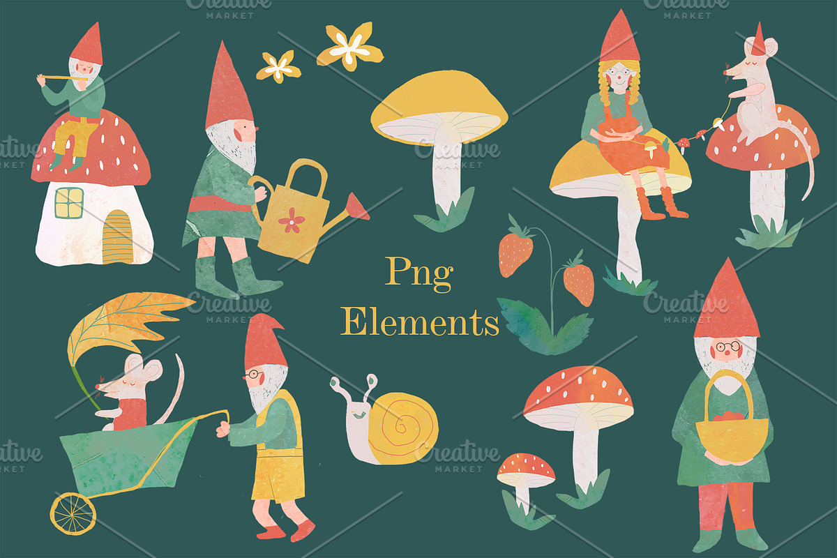 Forest cute gnomes patterns, a Pattern Graphic by watercolor kamill (Photo 10 of 10)