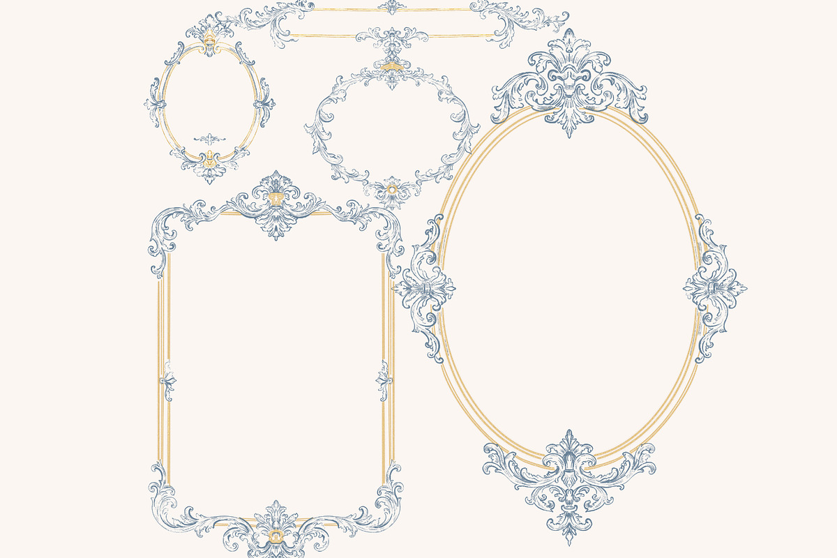 Blue&Gold Baroque Wedding Set, a Decorative Illustration by AlenaVlasko stock Market (Photo 4 of 9)