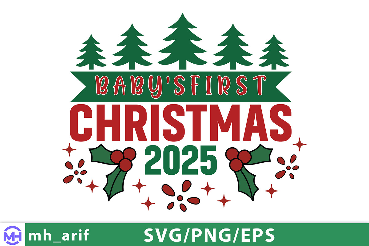 Baby's First Christmas 2025 SVG PNG, a Graphic by mh_arif (Photo 2 of 4)