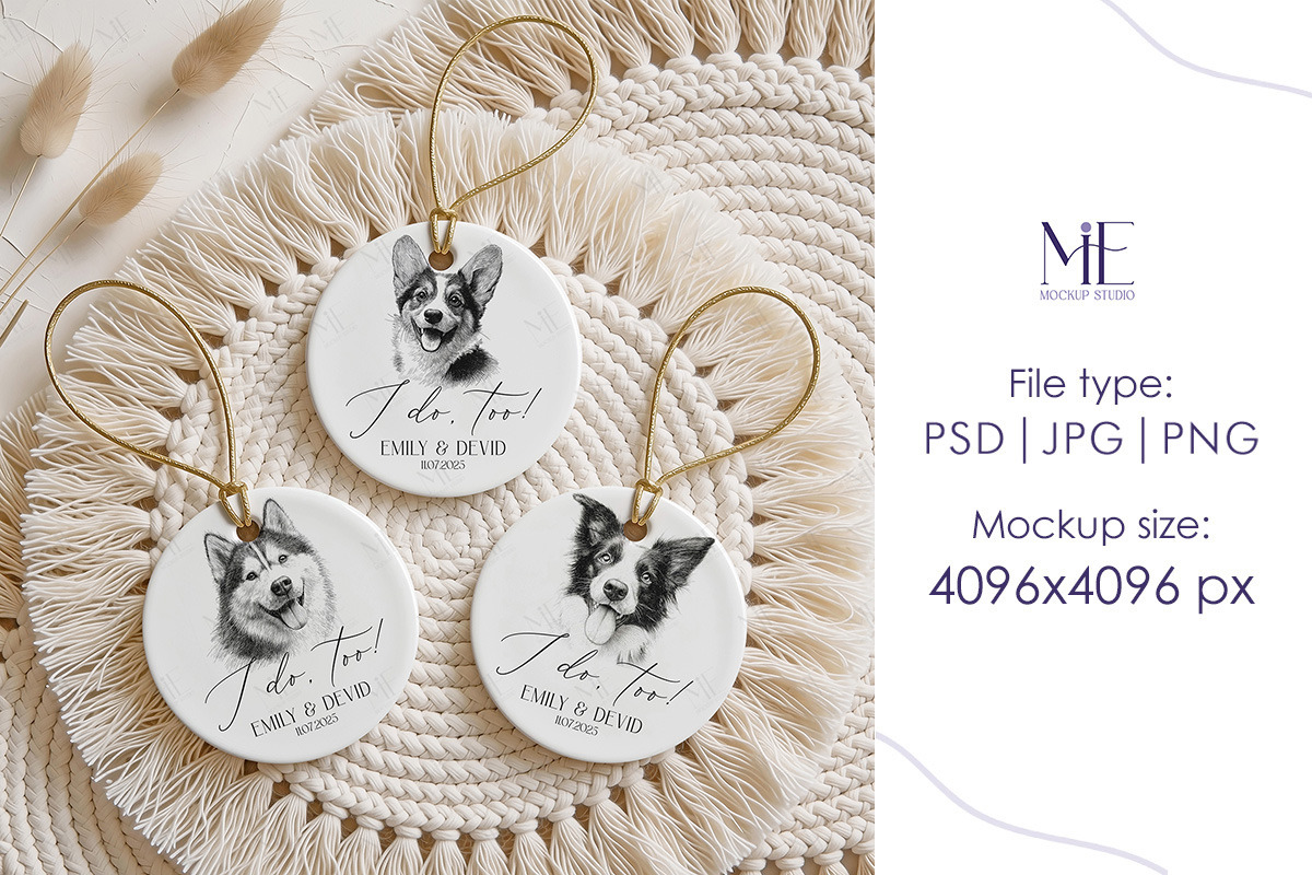 Round Ceramic Ornament Mockup Set, a Merchandise Mockup by Mie Mockup Studio (Photo 4 of 7)