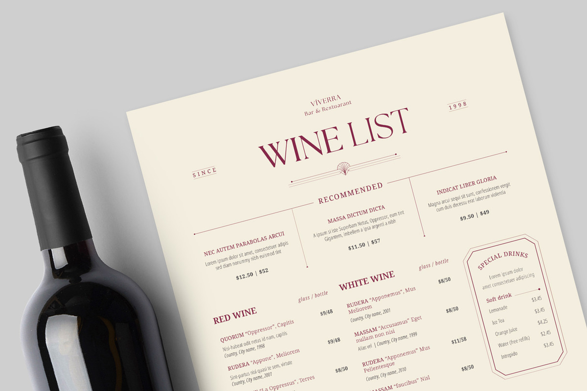 Restaurant Wine List Template, a Flyer Template by BrandPacks (Photo 4 of 5)