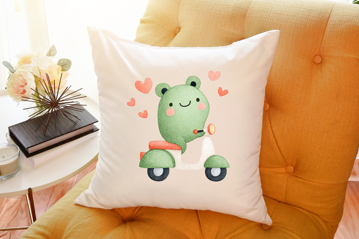 Watercolor Cute Frog Valentines Clip, an Illustration by Sublimation Artist (Photo 6 of 6)
