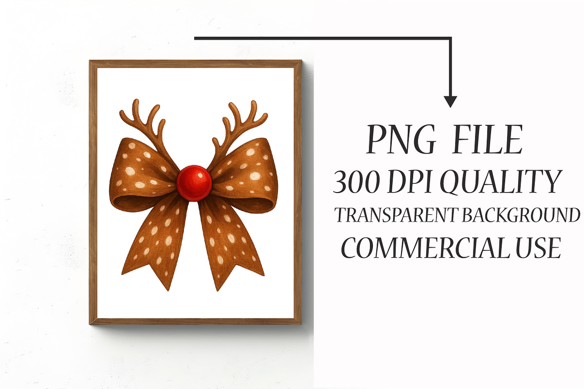 Rudolph Coquette bow Png,Christmas, an Illustration by Libby Wishes (Photo 2 of 6)