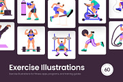 Exercise Illustration Set, a Healthcare Illustration by Brickclay (Thumbnail 1 of 9)