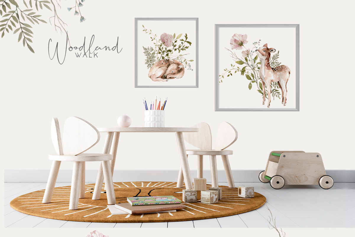 Woodland baby animals Field flowers, an Animal Illustration by 60secondsArt (Photo 3 of 16)