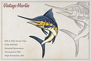 Vintage Marlin Vector Art, an Animal Illustration by Kusumaillustration (Thumbnail 2 of 4)