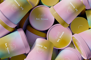 3d Stack Of Ice Cream Jars Mockup