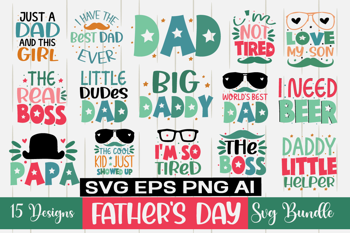Father's Day Svg Bundle, Daddy and m, an Object Graphic by GatewayDesign