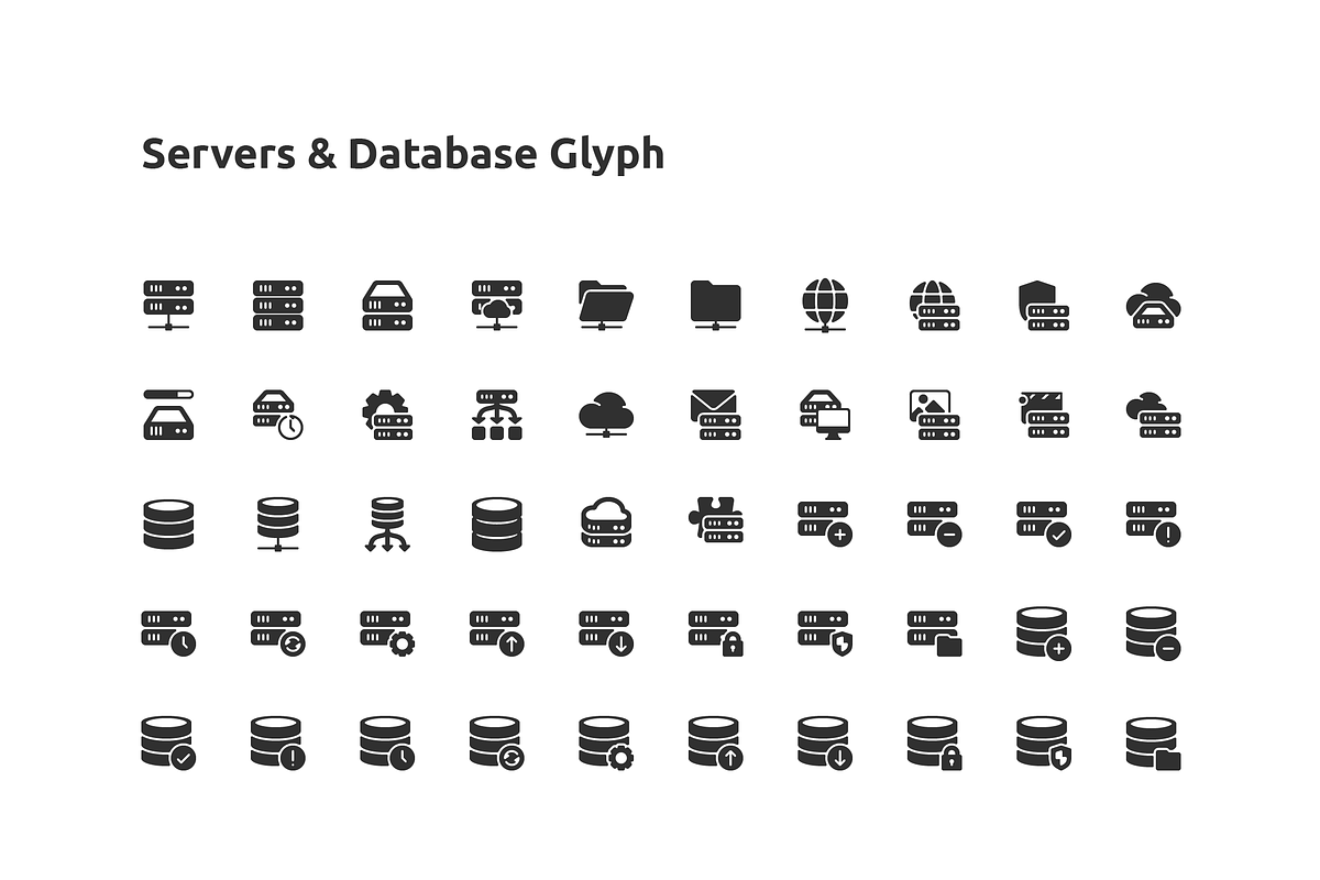 50 Servers & Database Glyph Icon, a Solid Icon by Those Icons (Photo 2 of 2)