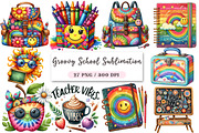 Groovy School Sublimation Clipart Bu, an Illustration by DreamArtGraphic (Thumbnail 1 of 4)