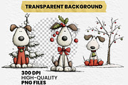 Whimsical Christmas Dogs Clipart PNG, an Illustration by Dream Creation (Thumbnail 8 of 8)