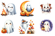 Cute Fall Halloween Ghost Clipart, an Illustration by DreamArtGraphic (Thumbnail 4 of 5)
