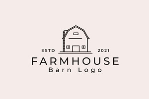 Line Art Golden Wood Barn Farm Logo