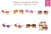 Watercolor Sunglasses Clipart, a Decorative Illustration by BerryPieArt (Thumbnail 3 of 4)