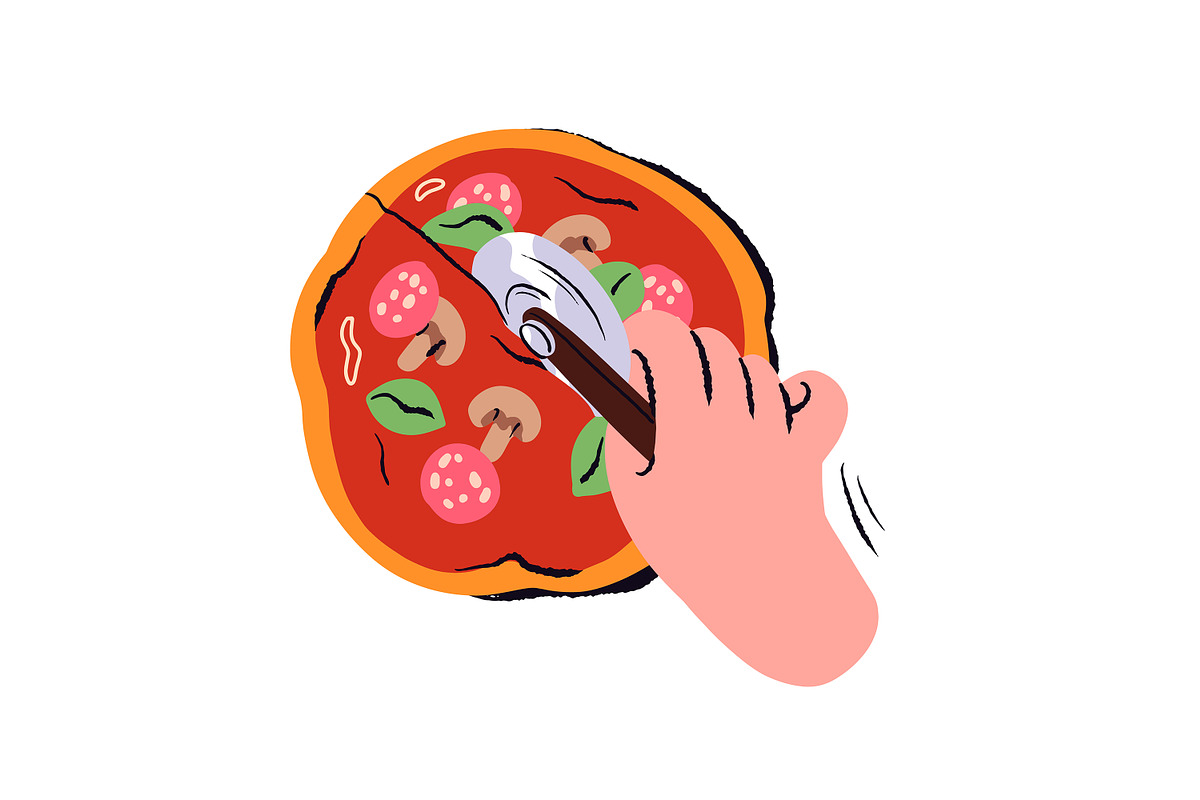 Pizza making, recipe steps set, a Food Illustration by PaperTrident (Photo 7 of 8)