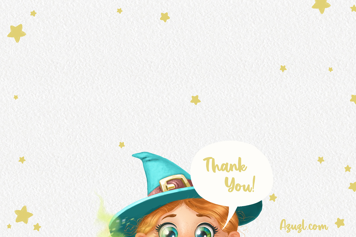 Cute cartoon redhaired Witch girl, a Person Illustration by Azuzlikus (Photo 3 of 3)