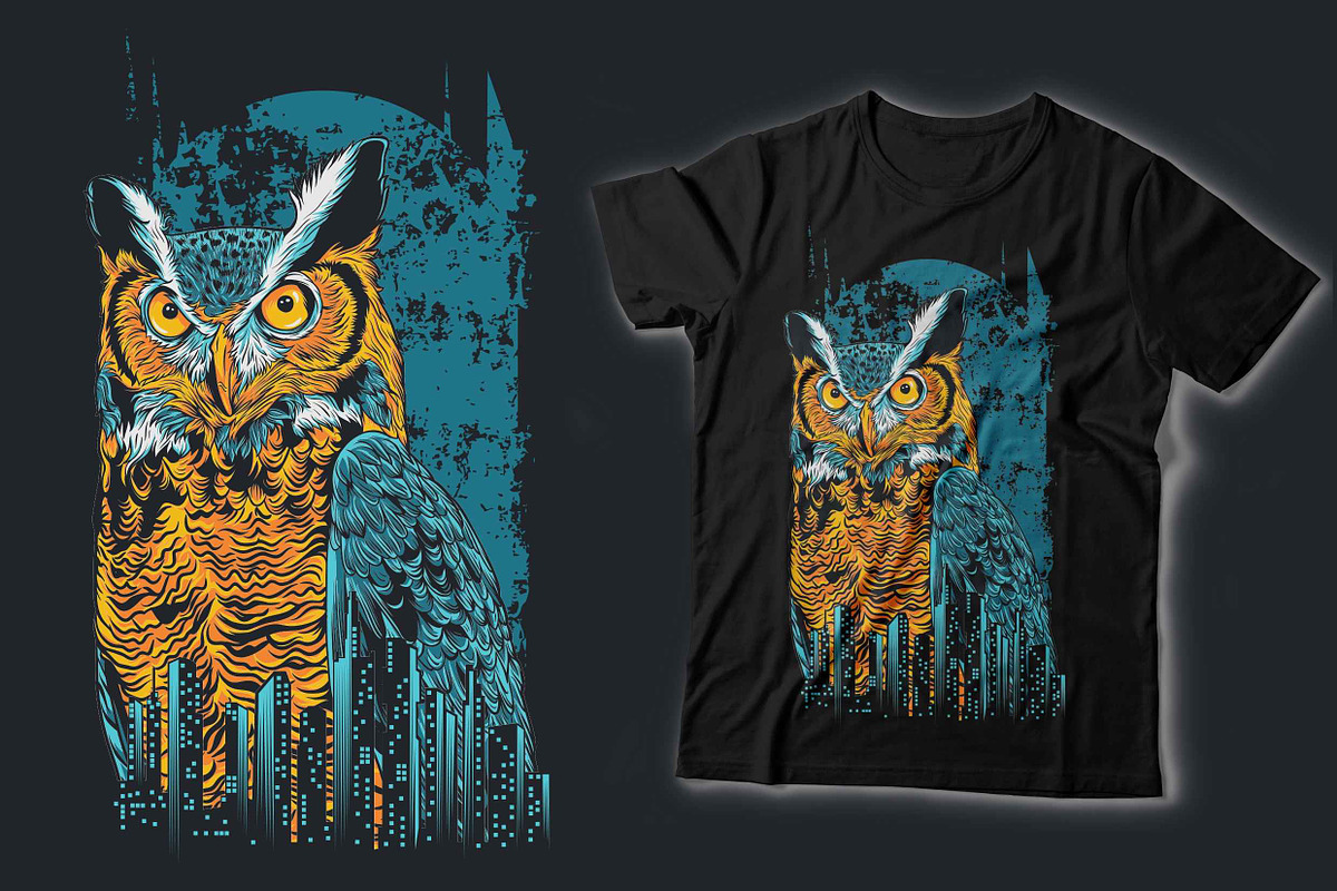 Owl City Vector T-shit Design, an Animal Illustration by weervector