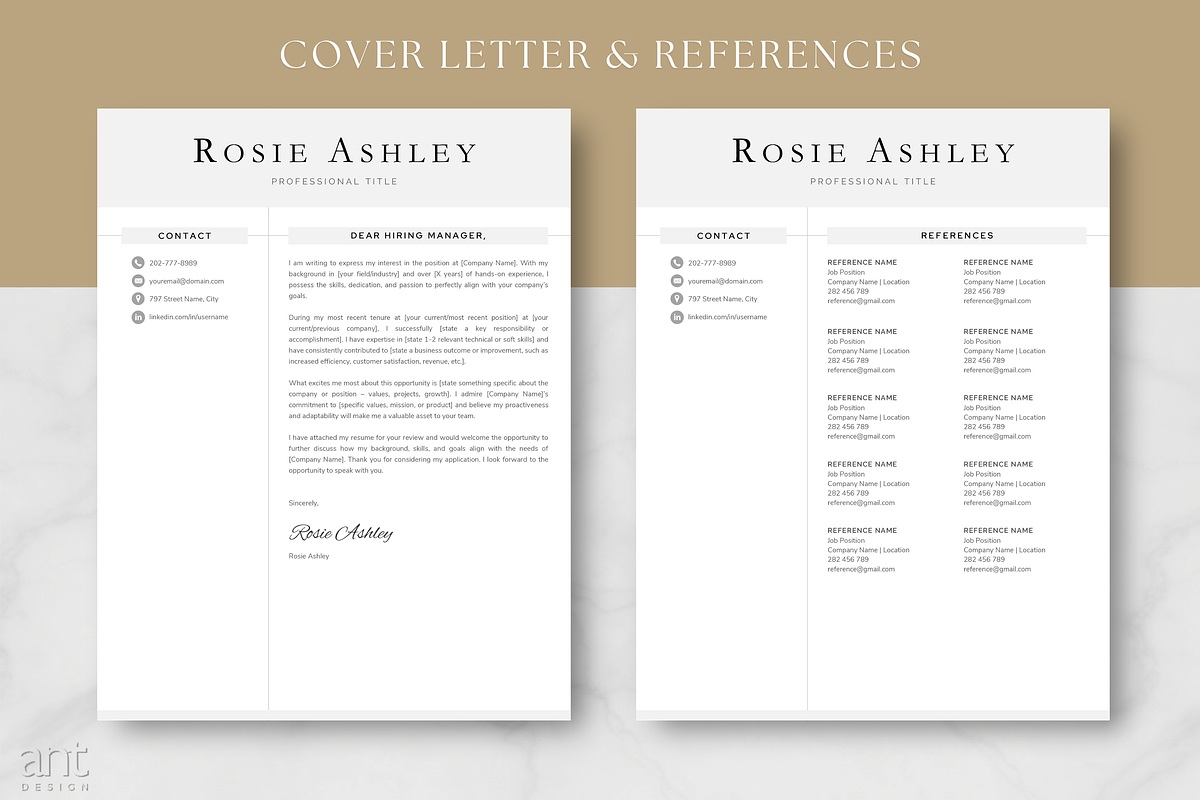 Modern Resume Template - Rosie, a Resume Template by AntDesignStudio (Photo 4 of 9)