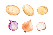 Watercolor organic food, a Food Illustration by Katya Zlobina (Thumbnail 4 of 9)