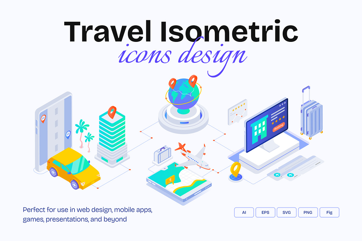 Travel Isometric Icons Pack, a Duotone Icon by Vectors Market (Photo 1 of 8)
