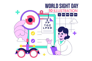 10 World Sight Day Illustration, a Healthcare Illustration by denayunebgt