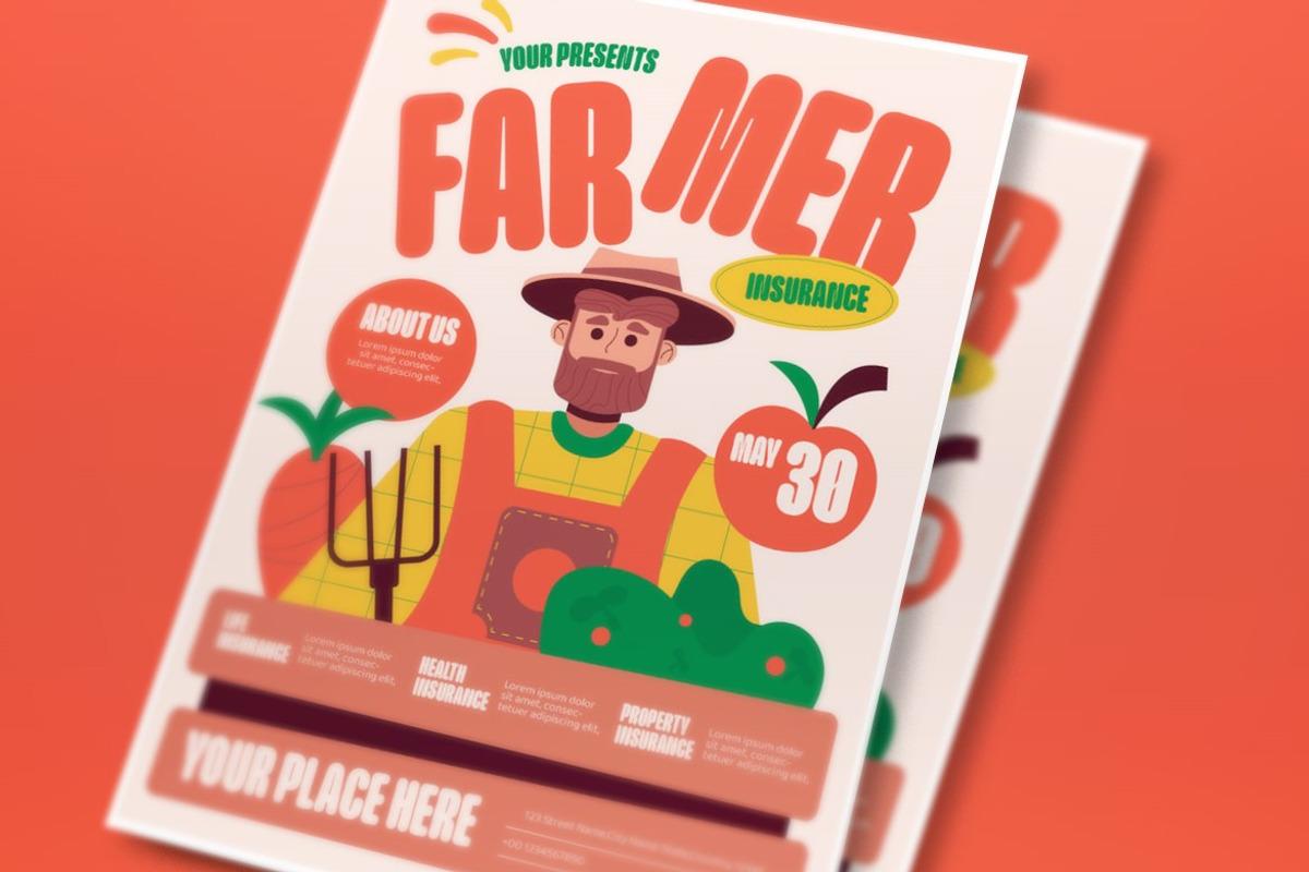 Cream Farmer Insurance Flyer Set, a Flyer Template by graphicook (Photo 2 of 3)