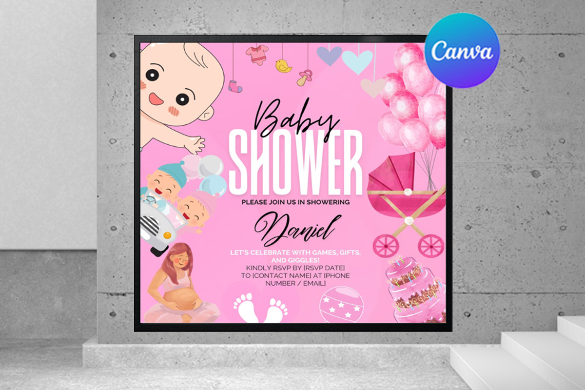 Customizable Baby Shower Flyer, a Graphic by graphicforest (Photo 1 of 3)