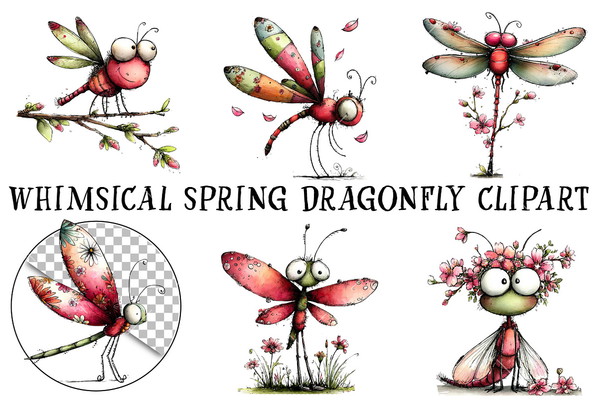 Whimsical Spring Dragonfly Clipart, an Illustration by OK Design (Photo 2 of 6)