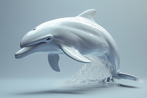 Dolphin gracefully leaps out of the, a Photo by Tanuart