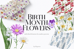 Watercolor Birth Month Flowers