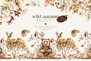Wild autumn forest - watercolor fall, an Animal Illustration by Pamyatka Shop (Thumbnail 3 of 16)