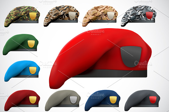 Set of Military Berets Army Forces preview 4