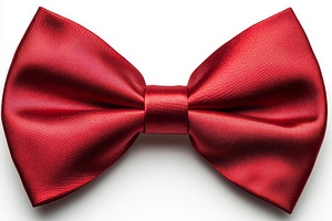 Elegant red satin bow tie on a white background, perfect for formal occasions., a Background Photo by ImageMir