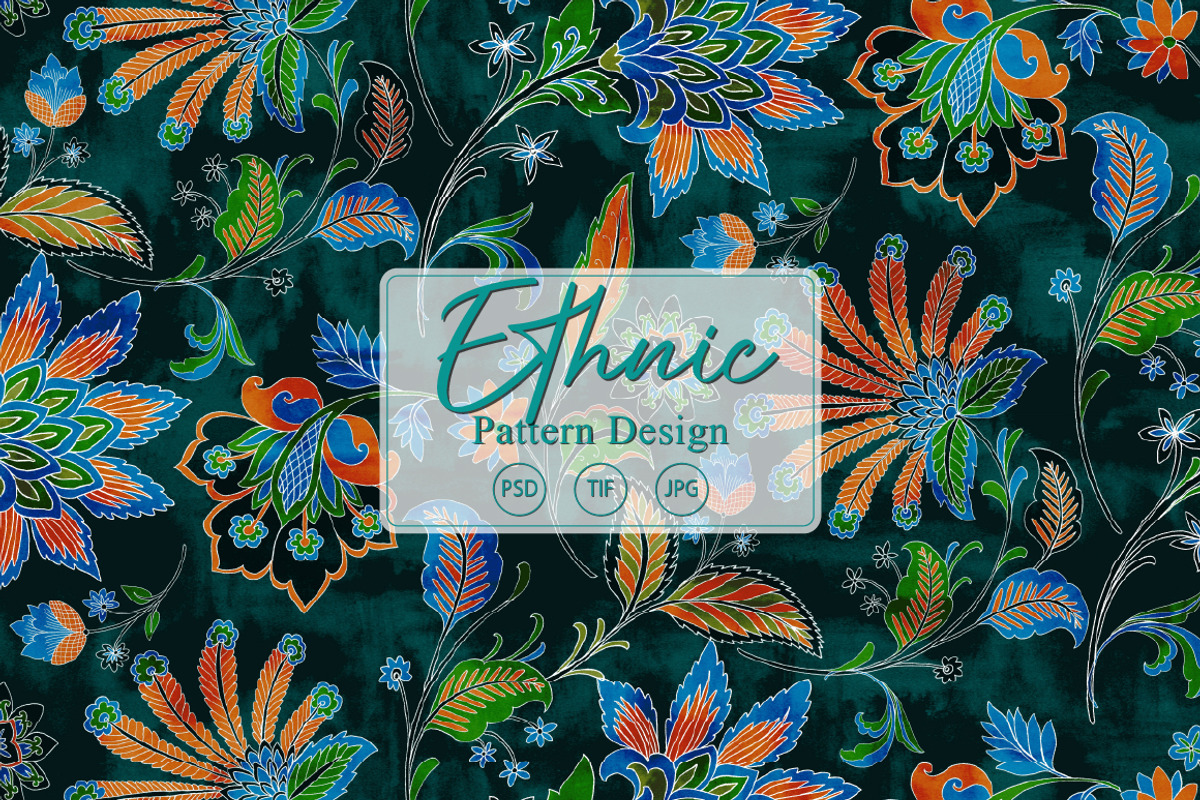 Bohemian Ethnic Teal Seamless, a Pattern Graphic by Gullenda (Photo 1 of 6)