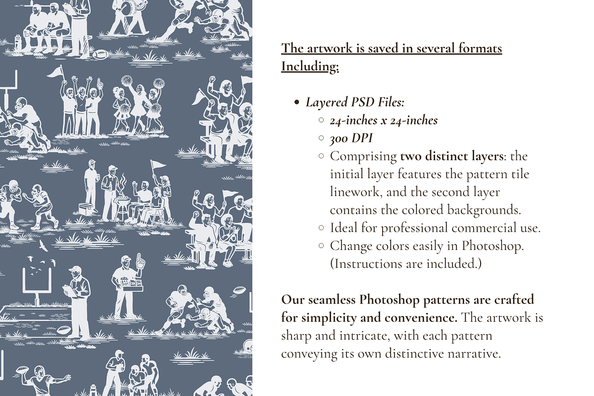 Football Toile de Jouy, a Background Graphic by Hughes Studio (Photo 5 of 8)