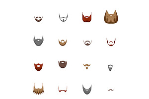 Cartoon Bearded Man Haircut Icon Set