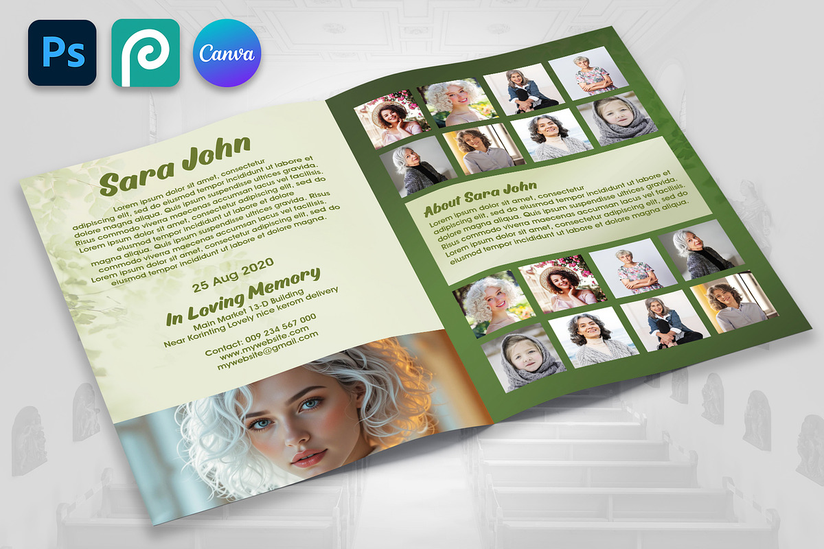Bifold Funeral Program Brochure, a Brochure Template by Psd Templates (Photo 2 of 3)
