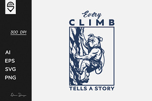 Bulldog Rock Climbing T-shirt Design, an Animal Illustration by shaondesigns