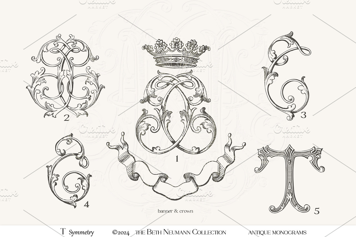 Antique Vintage Monogram Initial T, an Object Graphic by Antique Monograms (Photo 4 of 4)