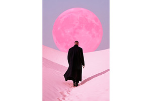 man in a long coat walking on a, an Illustration by Lermont51