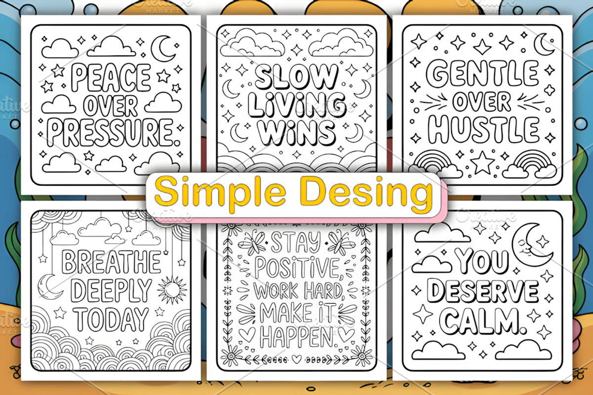 Self Care Quotes Coloring Book, a Decorative Illustration by Design Station (Photo 2 of 4)