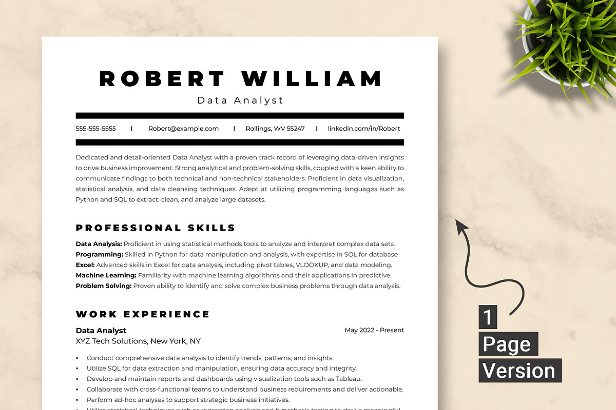 Data Analyst Resume Template, a Resume Template by ResumeInventor (Photo 2 of 9)