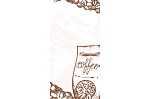 Coffee Beans Cup Calligraphy. Drawn