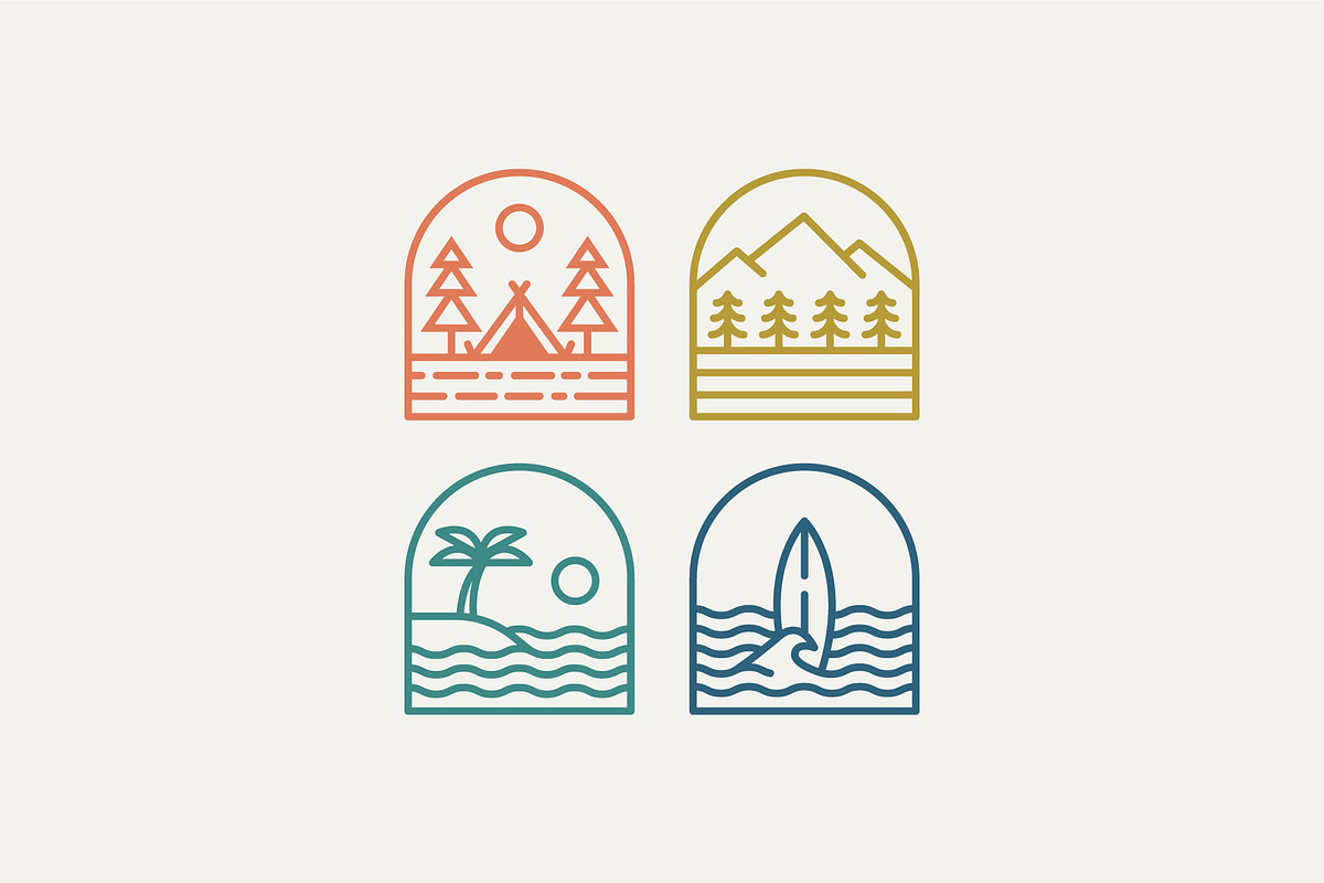 outdoor adventure line art logo, a Branding & Logo Template by Blazybone (Photo 1 of 2)