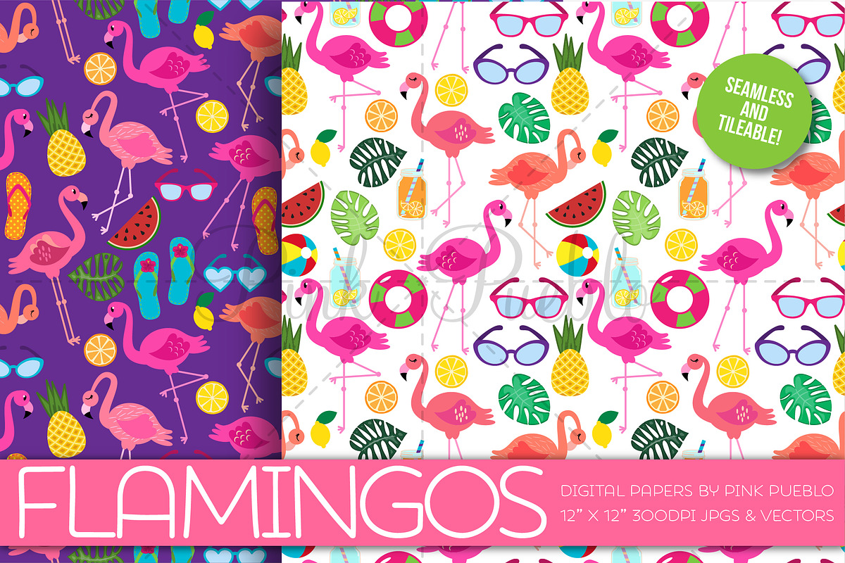 Flamingo Patterns and Backgrounds, a Pattern Graphic by PinkPueblo (Photo 2 of 3)