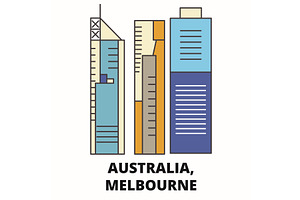 Australia, Melbourne Line Vector