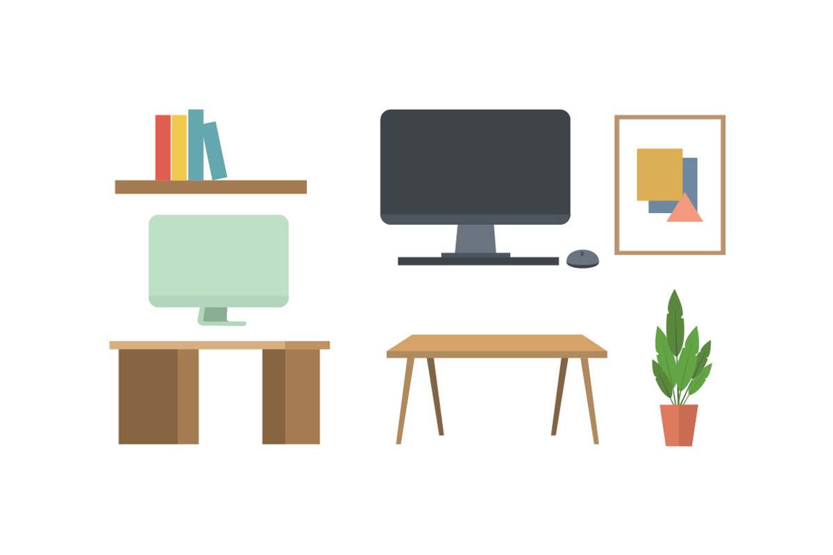 Office Furniture Illustration Set, an Illustration by jongcreative (Photo 2 of 3)
