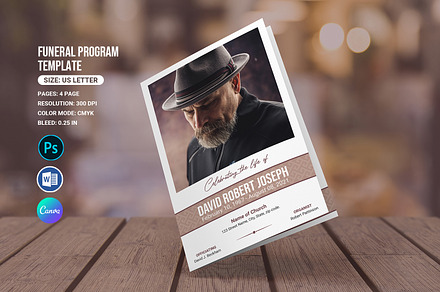 Funeral Program Template V41, a Brochure Template by retrographix